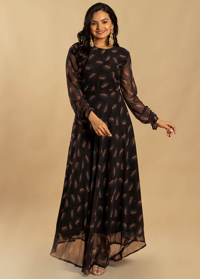 Multicolor Georgette Long Dress