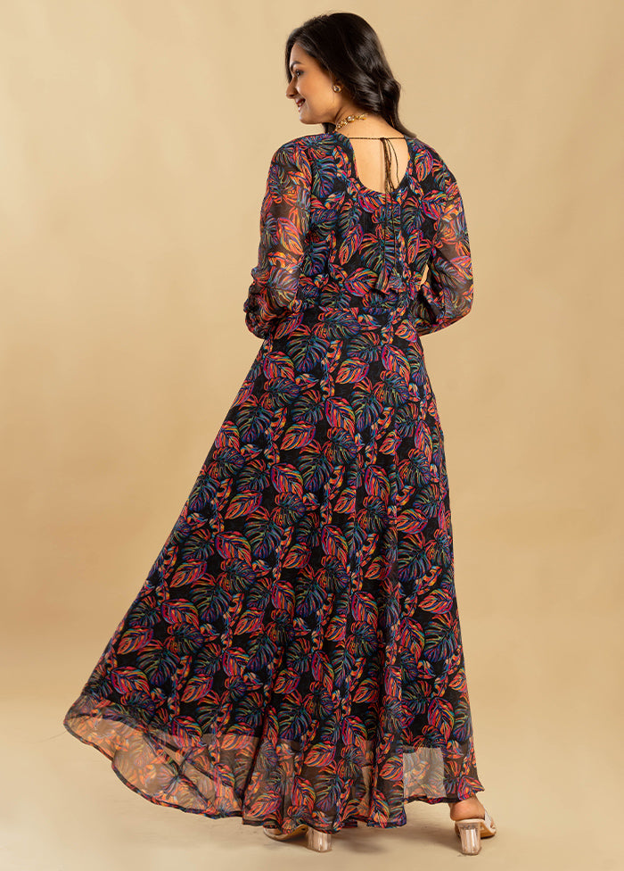 Multicolor Georgette Long Dress