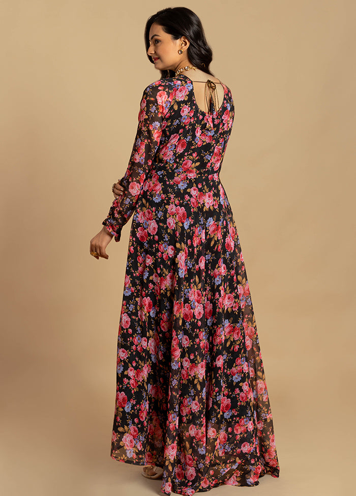 Multicolor Georgette Long Dress