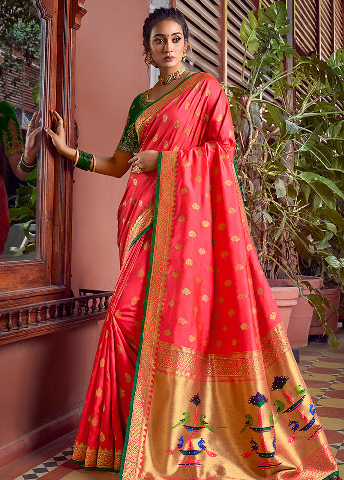 Orange Spun Silk Saree With Blouse Piece - Indian Silk House Agencies