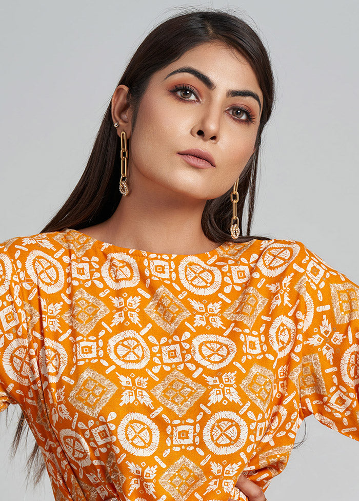 2 Pc Orange Readymade Rayon Kurti Set VDSOT16062079 - Indian Silk House Agencies