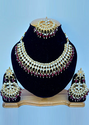 Purple Alloy Cz Stone Jewellery Set