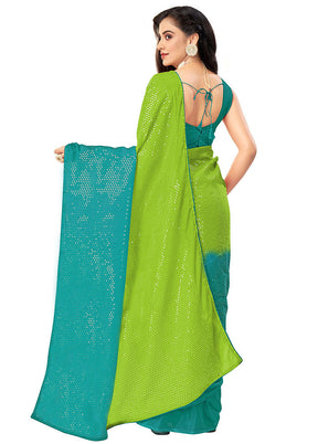 Light Green Chiffon Silk Woven Saree With Blouse Piece - Indian Silk House Agencies