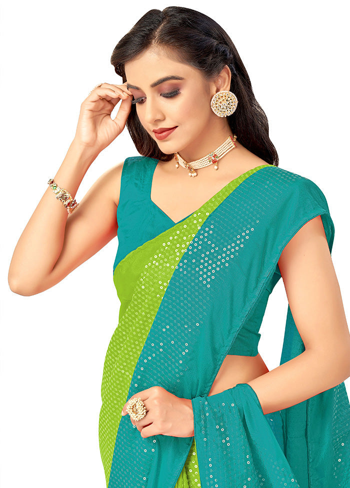 Light Green Chiffon Silk Woven Saree With Blouse Piece - Indian Silk House Agencies