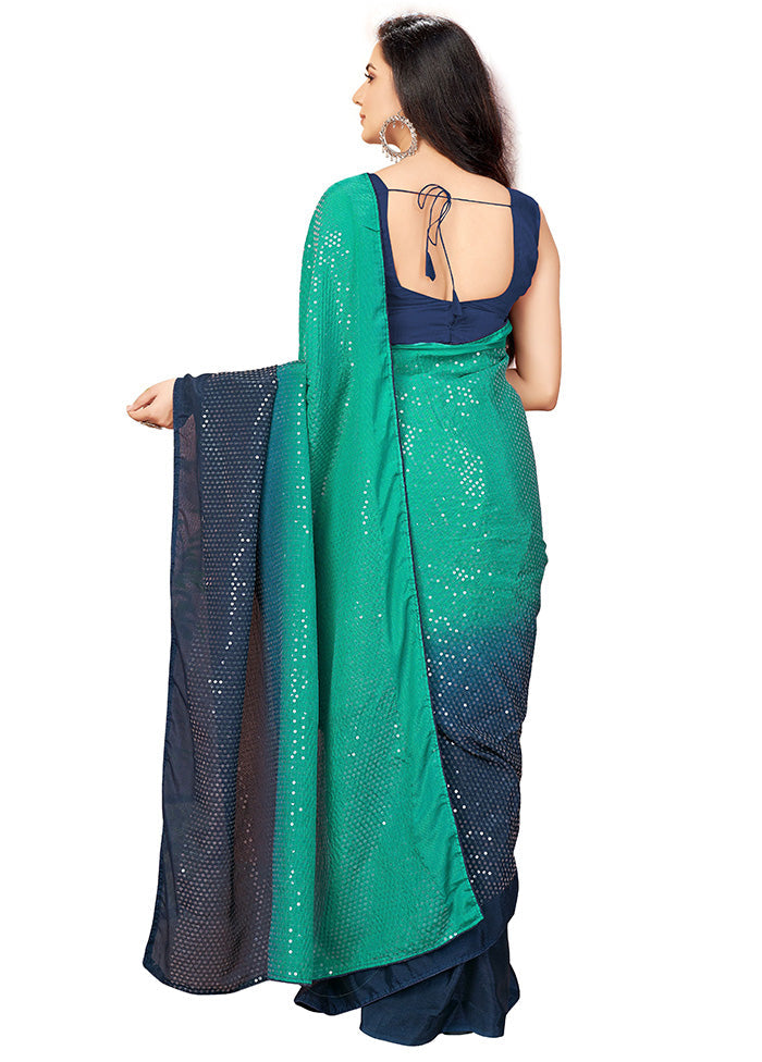 Navy Blue Chiffon Silk Woven Saree With Blouse Piece - Indian Silk House Agencies