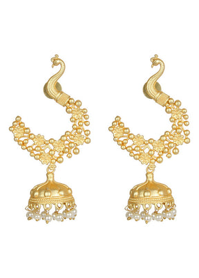 Handcrafted Matte Gold Brass Earrings - Indian Silk House Agencies