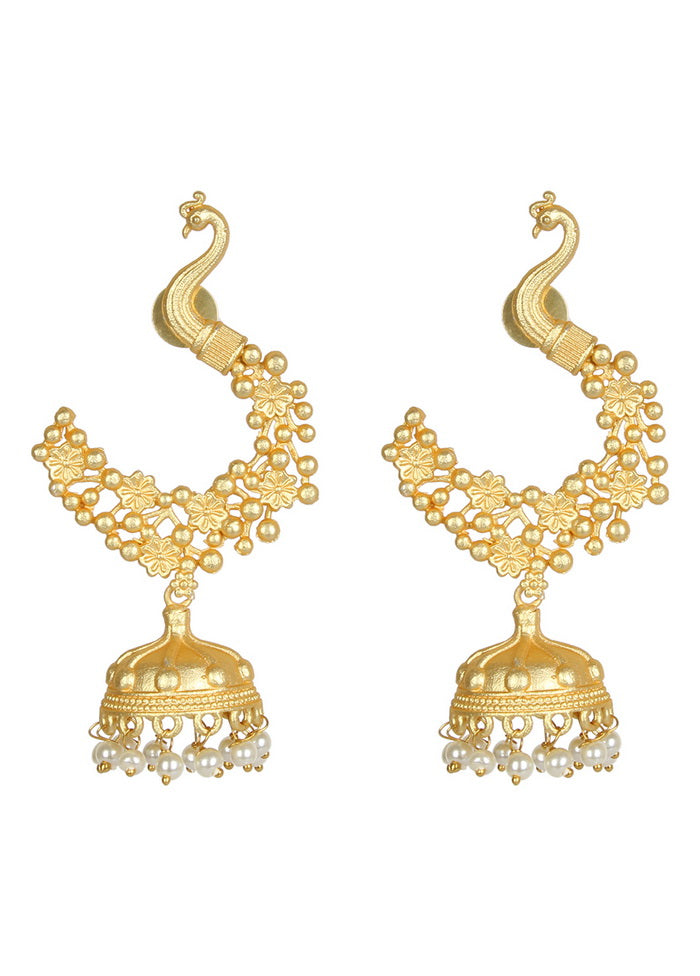 Handcrafted Matte Gold Brass Earrings - Indian Silk House Agencies