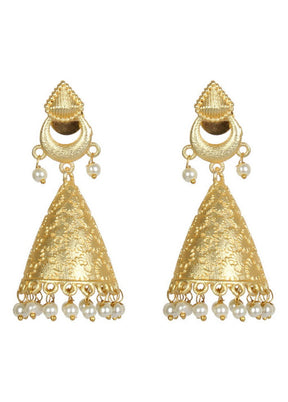 Handcrafted Matte Gold Brass Jhumka - Indian Silk House Agencies