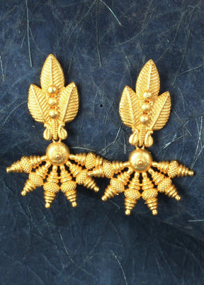 Handcrafted Matte Gold Brass Earrings - Indian Silk House Agencies