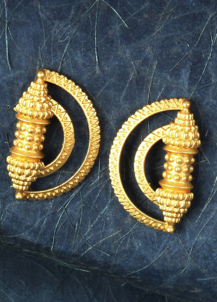 Handcrafted Matte Gold Brass Earrings - Indian Silk House Agencies