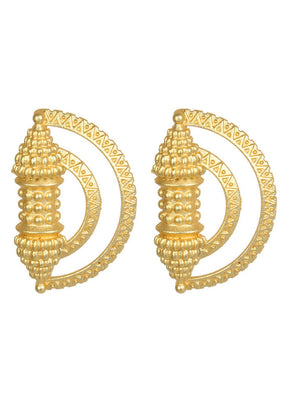 Handcrafted Matte Gold Brass Earrings - Indian Silk House Agencies