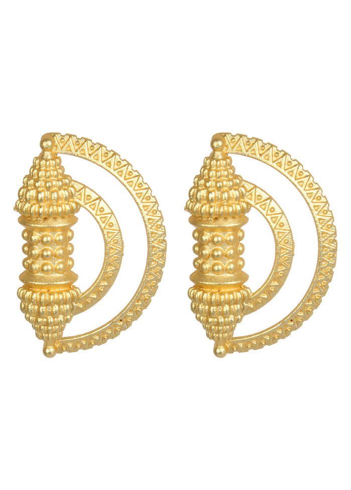 Handcrafted Matte Gold Brass Earrings - Indian Silk House Agencies