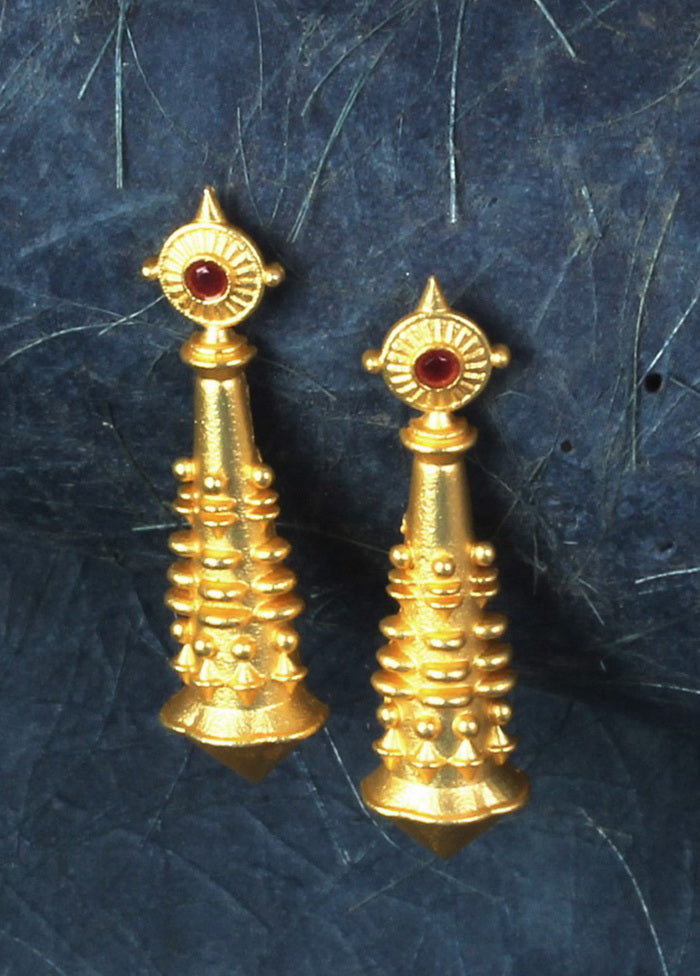 Handcrafted Red Matte Gold Brass Earrings - Indian Silk House Agencies