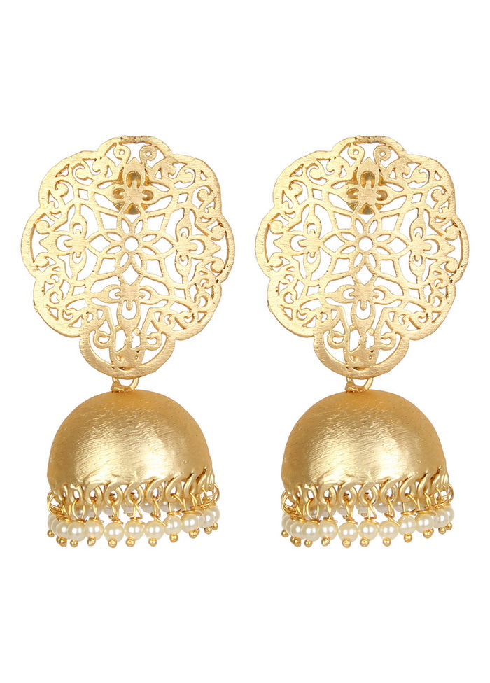 Matte Gold Brass Jhumka - Indian Silk House Agencies