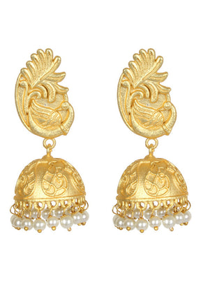 Handcrafted Matte Gold Brass Jhumka - Indian Silk House Agencies