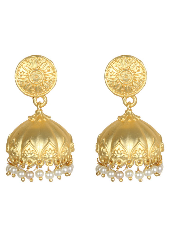 Handcrafted Matte Gold Brass Jhumka - Indian Silk House Agencies