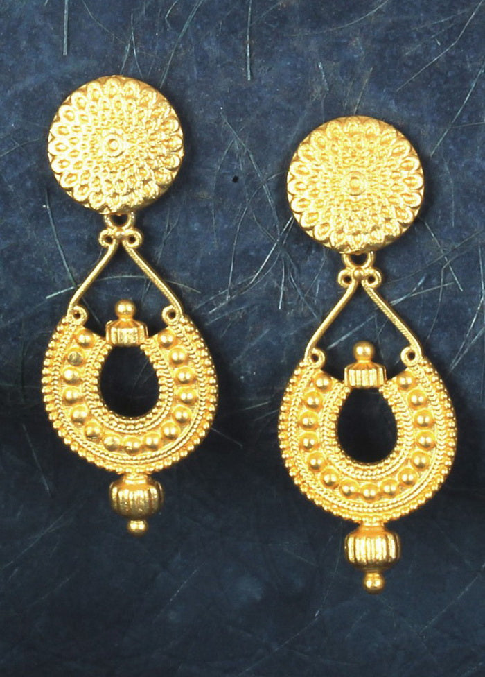 Handcrafted Matte Gold Brass Earrings - Indian Silk House Agencies