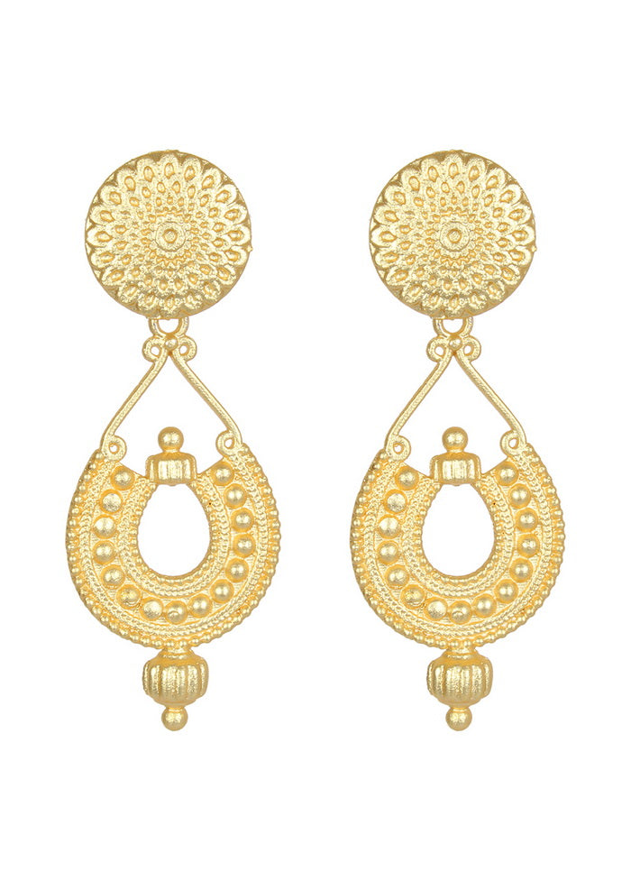 Handcrafted Matte Gold Brass Earrings - Indian Silk House Agencies