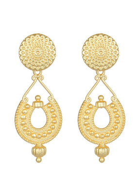 Handcrafted Matte Gold Brass Earrings - Indian Silk House Agencies