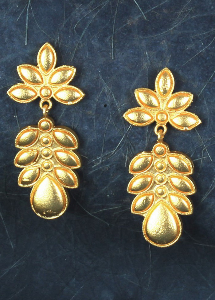 Handcrafted Matte Gold Brass Earrings - Indian Silk House Agencies