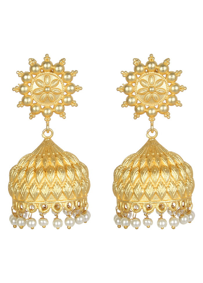 Handcrafted Matte Gold Brass Jhumka - Indian Silk House Agencies