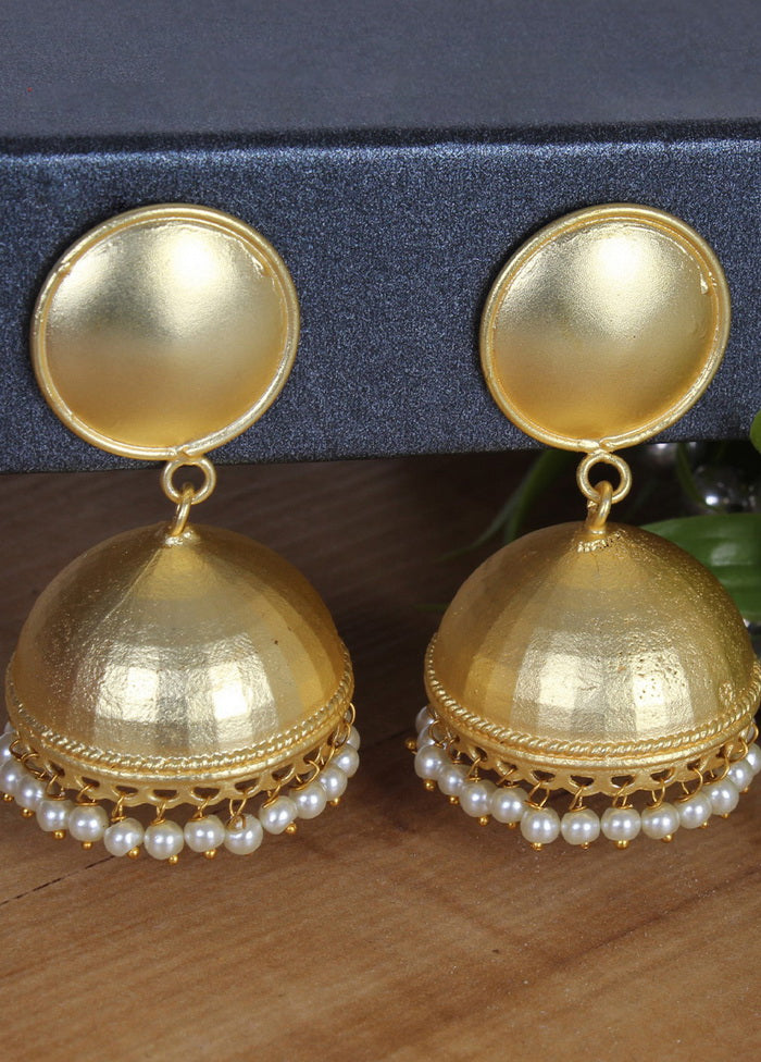 Handcrafted Matte Gold Brass Jhumka - Indian Silk House Agencies