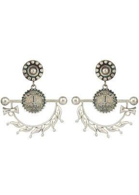 Handcrafted Silver Tone Brass Earrings - Indian Silk House Agencies