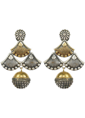 Handcrafted Dual Tone Brass Earrings - Indian Silk House Agencies