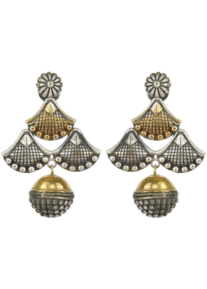 Handcrafted Dual Tone Brass Earrings - Indian Silk House Agencies