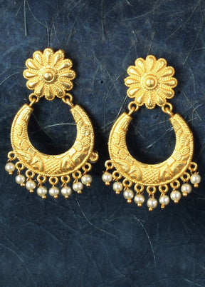 Handcrafted Matte Gold Brass Earrings - Indian Silk House Agencies