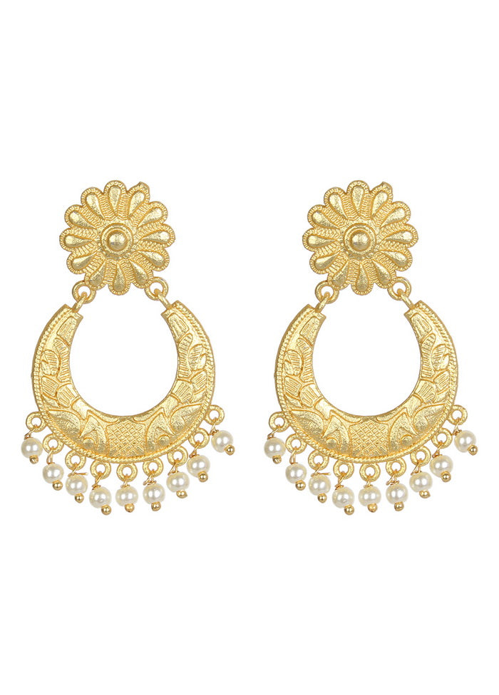 Handcrafted Matte Gold Brass Earrings - Indian Silk House Agencies