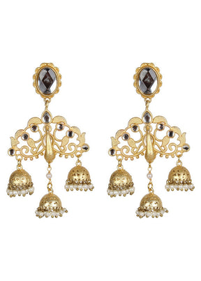 Livid Matte Gold Brass Earrings - Indian Silk House Agencies