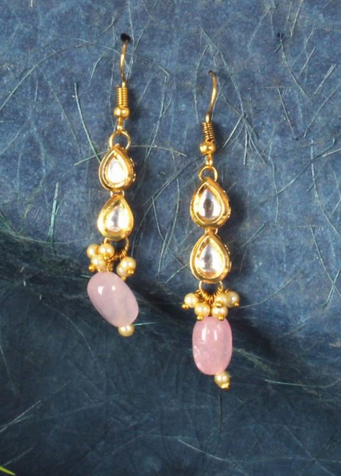 Handcrafted Pink Matte Gold Brass Earrings - Indian Silk House Agencies