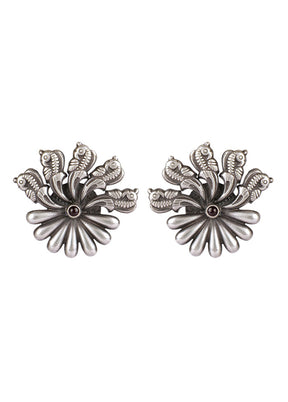 Handcrafted Silver Stud Earrings - Indian Silk House Agencies