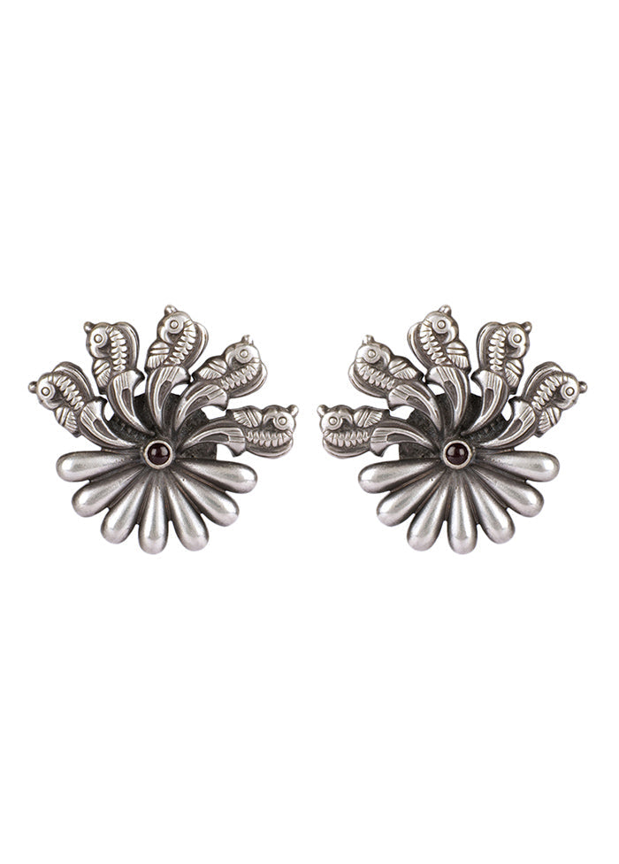 Handcrafted Silver Stud Earrings - Indian Silk House Agencies