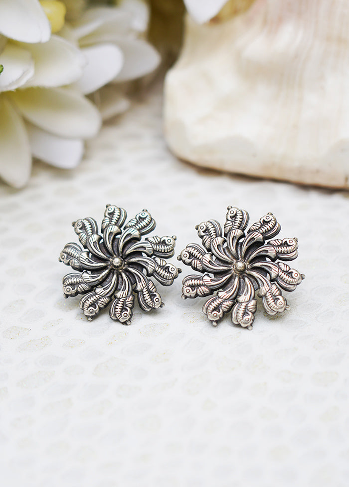 Handcrafted Silver Stud Earrings - Indian Silk House Agencies