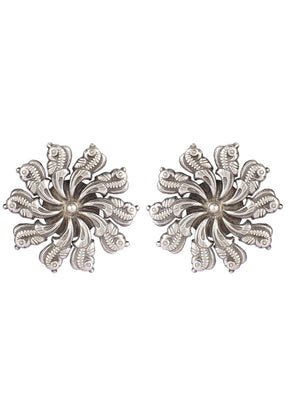 Handcrafted Silver Stud Earrings - Indian Silk House Agencies