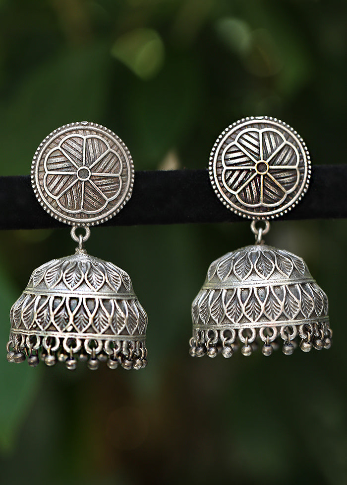 Silver Handcrafted Brass Jhumka - Indian Silk House Agencies