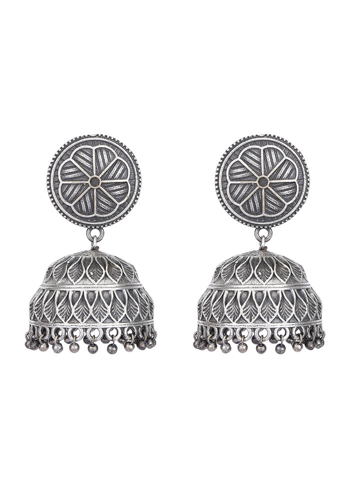 Silver Handcrafted Brass Jhumka - Indian Silk House Agencies