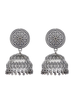 Silver Handcrafted Brass Jhumka - Indian Silk House Agencies