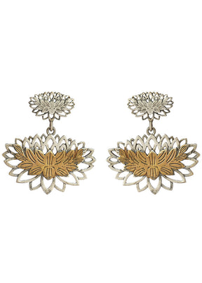 Simple Design Dual Tone Brass Earrings - Indian Silk House Agencies