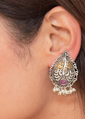 Handcrafted Pink Dual Tone Brass Earrings - Indian Silk House Agencies