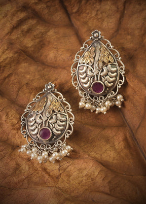 Handcrafted Pink Dual Tone Brass Earrings - Indian Silk House Agencies