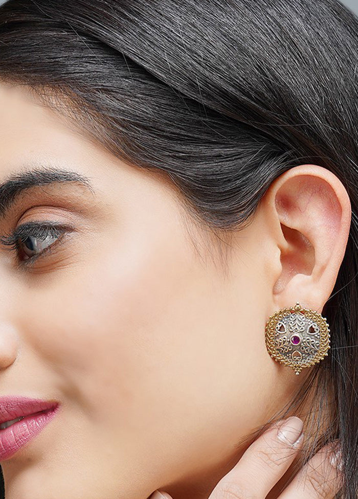 Handcrafted Dual Tone Brass Earrings - Indian Silk House Agencies