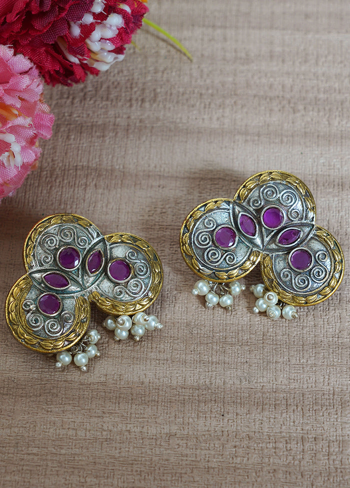 Round Shapes Dual Tone Brass Earrings - Indian Silk House Agencies