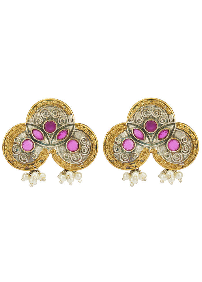 Round Shapes Dual Tone Brass Earrings - Indian Silk House Agencies