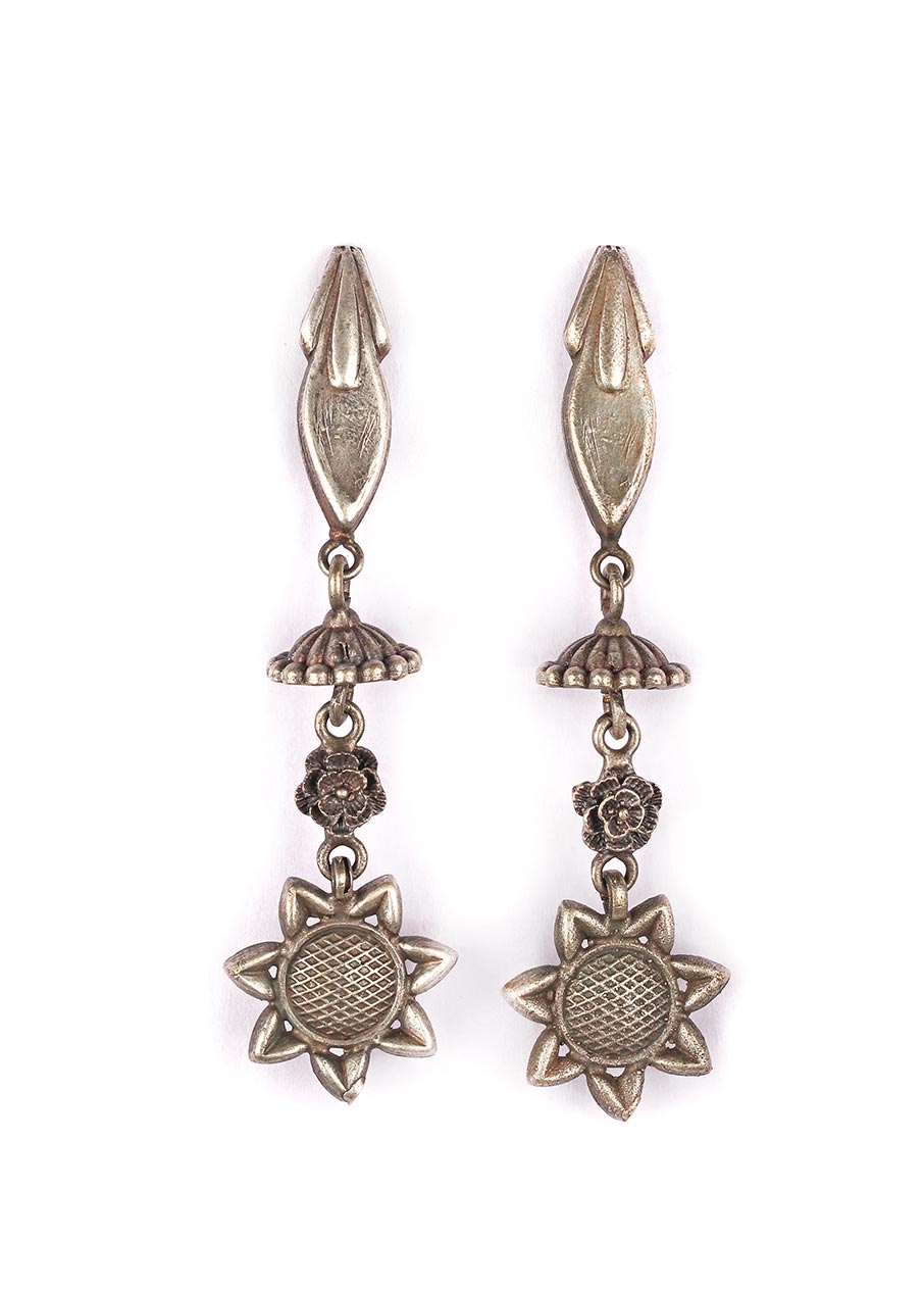 Handcrafted Handcrafted Brass Earrings in Silver - Indian Silk House Agencies