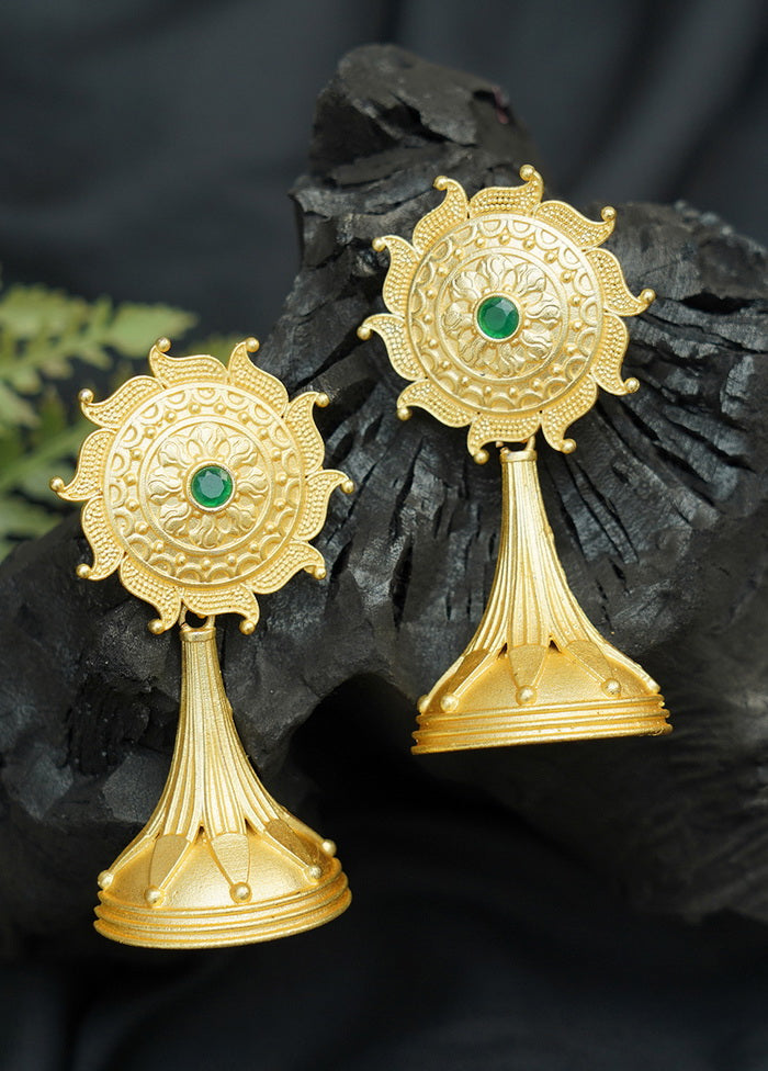 Handcrafted Matte Gold Brass Earrings - Indian Silk House Agencies