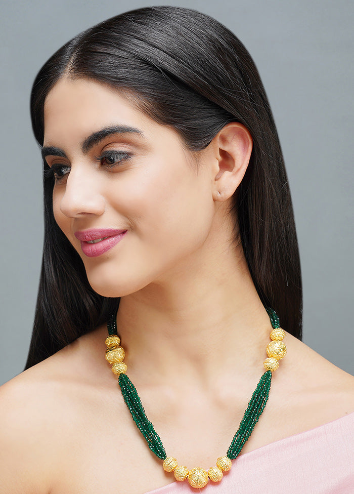 Green And Golden Beaded Necklace - Indian Silk House Agencies