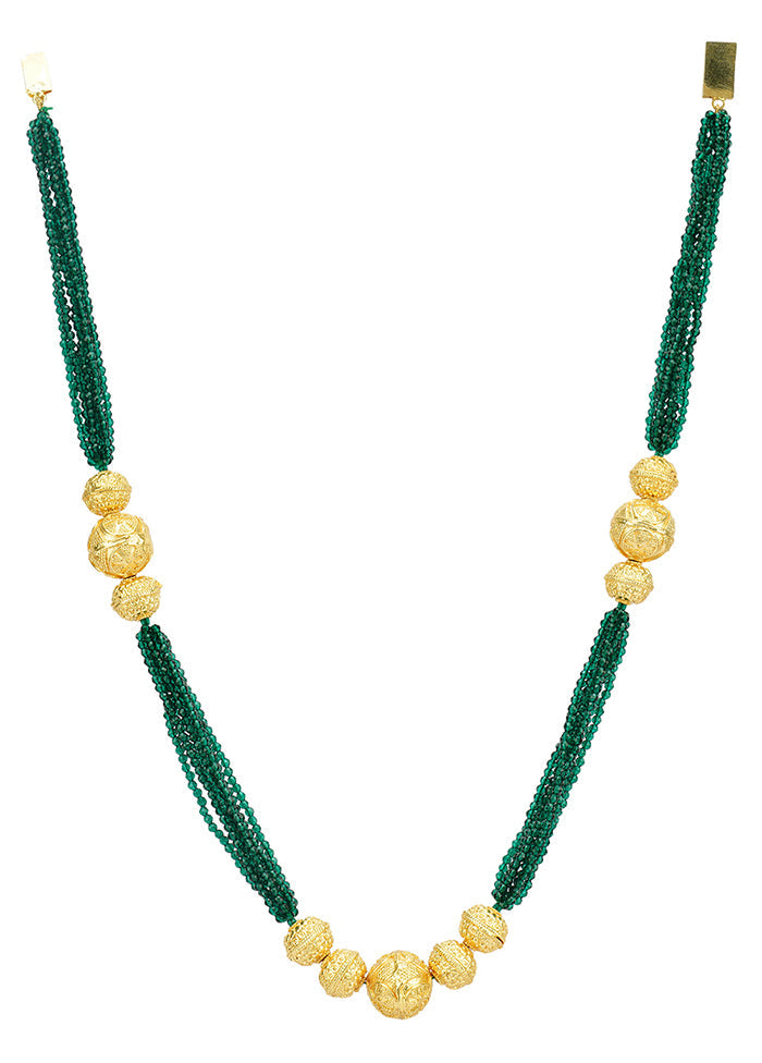 Green And Golden Beaded Necklace - Indian Silk House Agencies